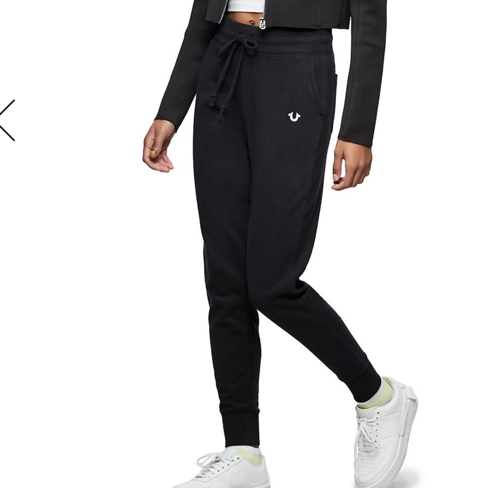 True Religion Black Logo Jogger Sweat Pants NWT